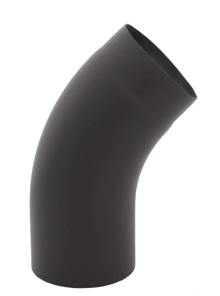 Zestaw kominek powietrzny stalowy KRATKI LUCY BLACK 12 kW Ø 200 z akcesoriami Kolano giete 45 stopni - Zestaw kominek powietrzny stalowy KRATKI LUCY BLACK 12 kW Ø 200 z akcesoriami